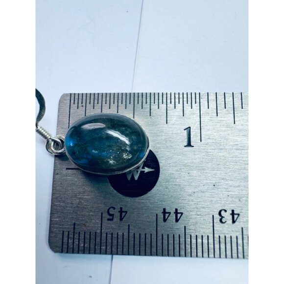 Brand New Dark Blue Labradorite Sterling Silver 925 Large Oval Drop Earrings - Picture 8 of 11